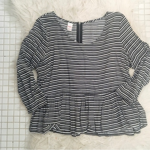 Bongo Pinstriped Peplum Style Blouse - Picture 2 of 7